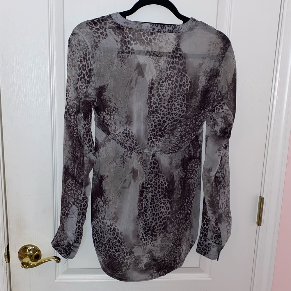 NWOT Express Animal Print Sheer Longsleeve Blouse - Picture 3 of 6